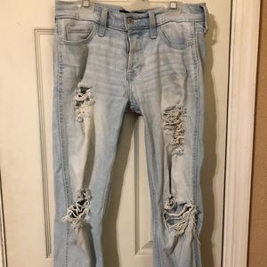 Distressed Hollister jeans.